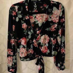 Women’s black floral blouse